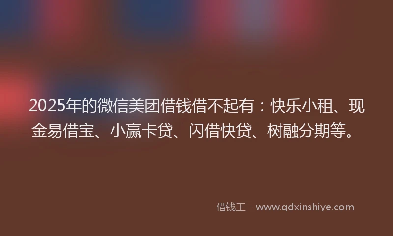 2025年的微信美团借钱借不起有：快乐小租、现金易借宝、小赢卡贷、闪借快贷、树融分期等。