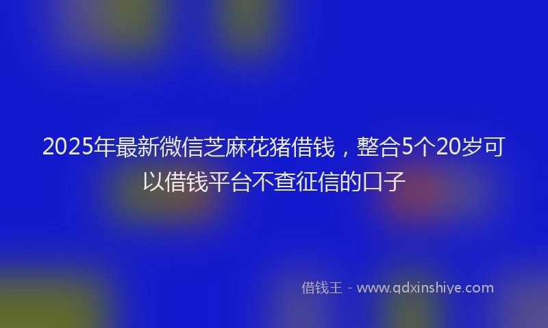 2025年最新微信芝麻花猪借钱，整合5个20岁可以借钱平台不查征信的口子