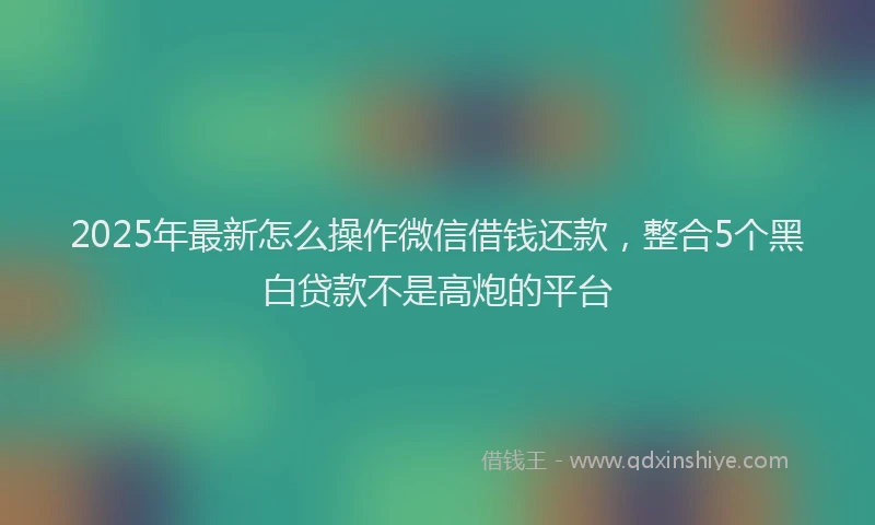 2025年最新怎么操作微信借钱还款，整合5个黑白贷款不是高炮的平台