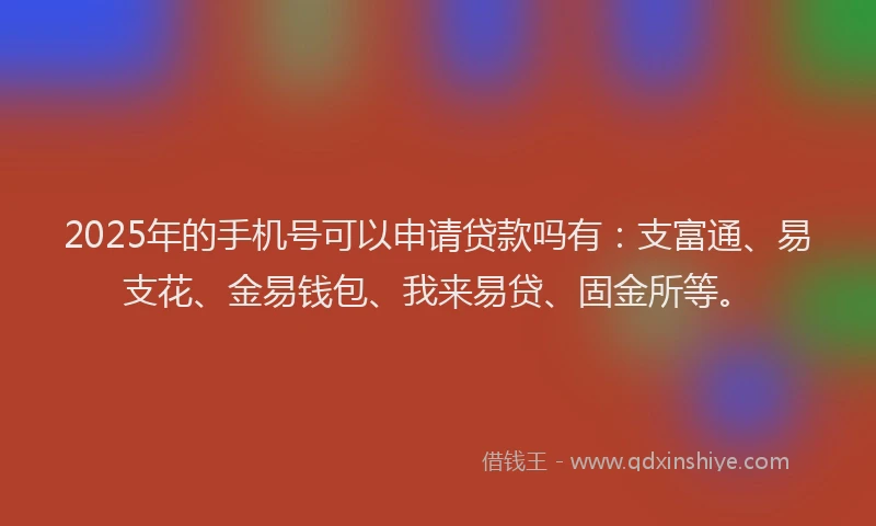 2025年的手机号可以申请贷款吗有：支富通、易支花、金易钱包、我来易贷、固金所等。