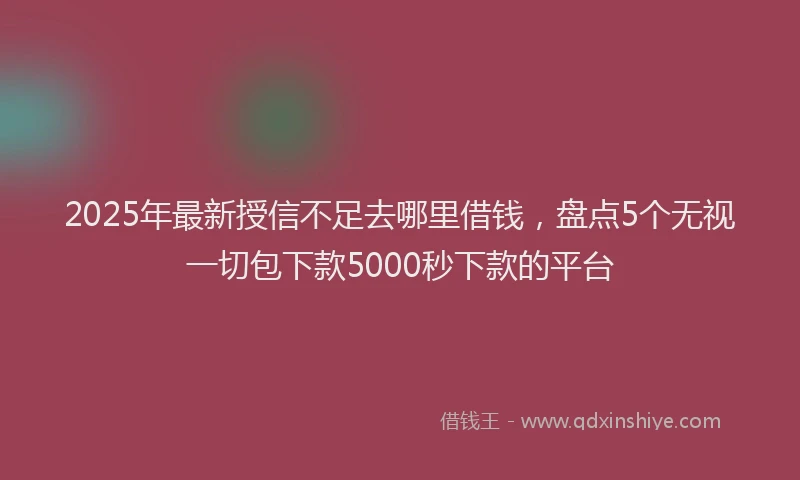 2025年最新授信不足去哪里借钱，盘点5个无视一切包下款5000秒下款的平台