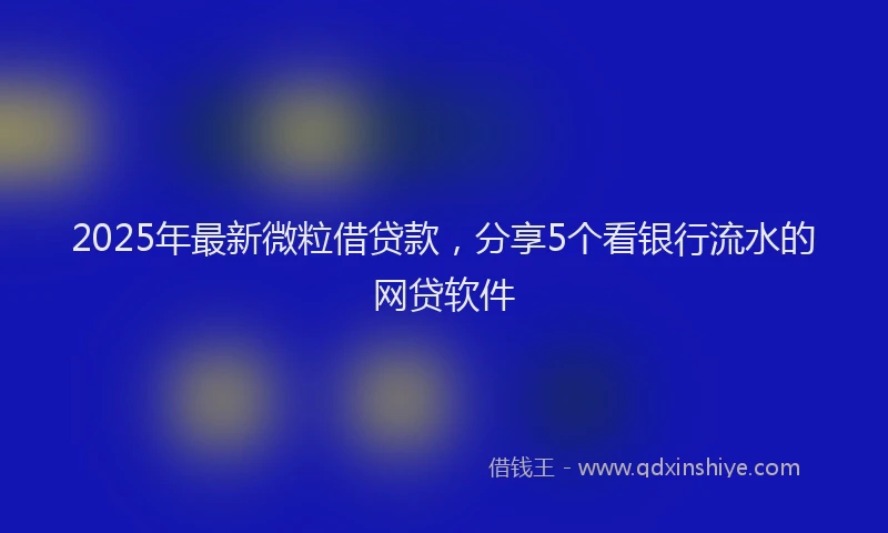 2025年最新微粒借贷款，分享5个看银行流水的网贷软件