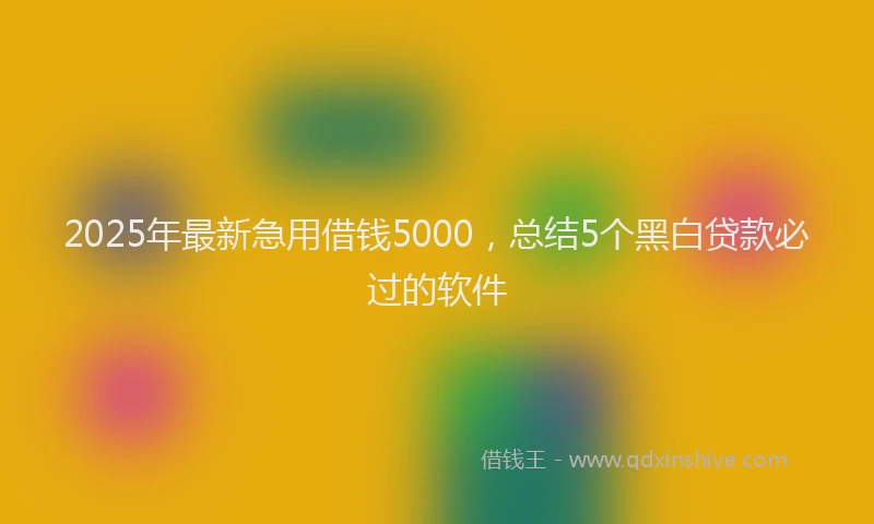 2025年最新急用借钱5000，总结5个黑白贷款必过的软件