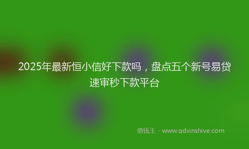 2025年最新恒小信好下款吗，盘点五个新号易贷速审秒下款平台