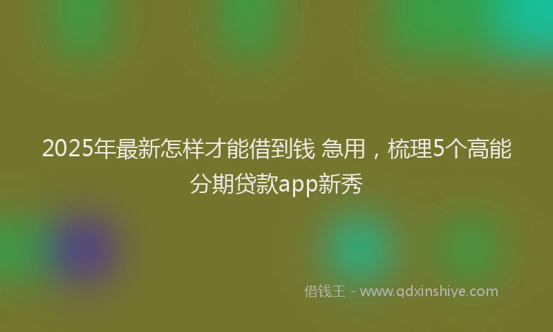 2025年最新怎样才能借到钱 急用，梳理5个高能分期贷款app新秀