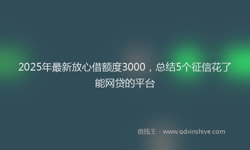 2025年最新放心借额度3000，总结5个征信花了能网贷的平台