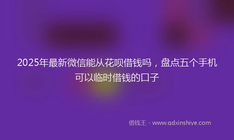 2025年最新微信能从花呗借钱吗，盘点五个手机可以临时借钱的口子