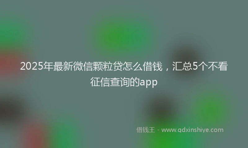 2025年最新微信颗粒贷怎么借钱，汇总5个不看征信查询的app