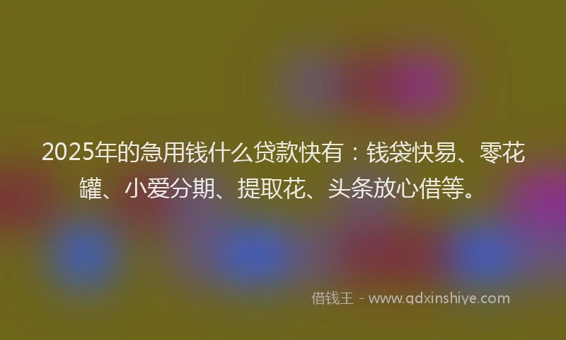 2025年的急用钱什么贷款快有：钱袋快易、零花罐、小爱分期、提取花、头条放心借等。
