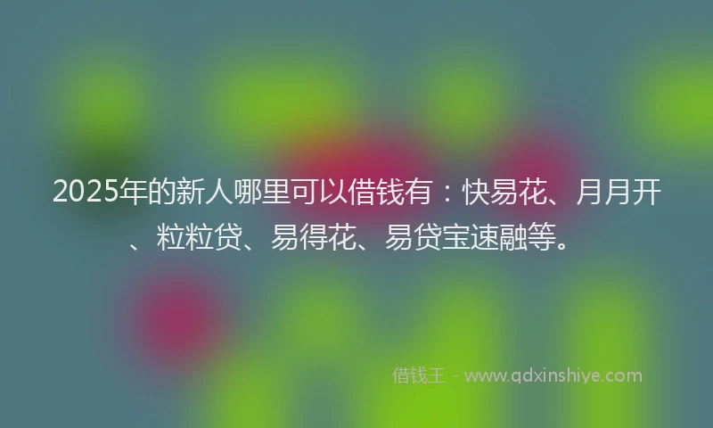 2025年的新人哪里可以借钱有：快易花、月月开、粒粒贷、易得花、易贷宝速融等。
