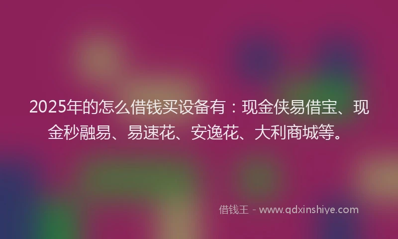 2025年的怎么借钱买设备有：现金侠易借宝、现金秒融易、易速花、安逸花、大利商城等。