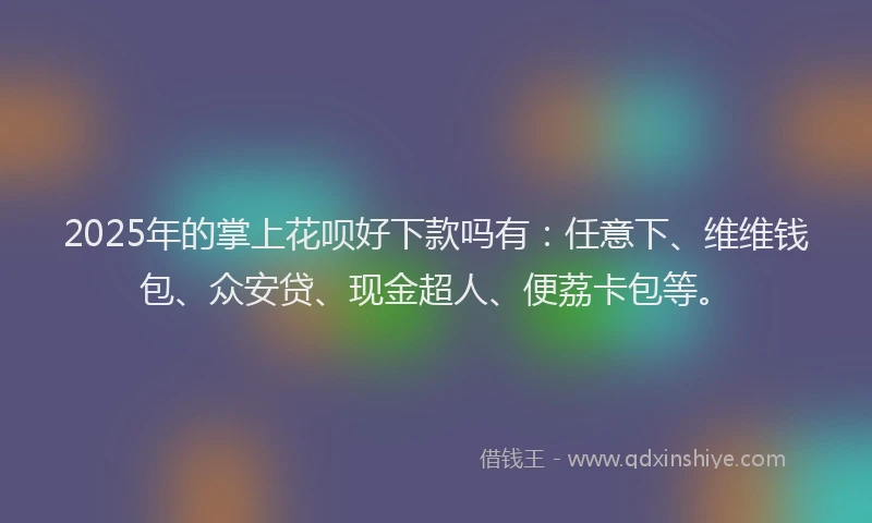 2025年的掌上花呗好下款吗有：任意下、维维钱包、众安贷、现金超人、便荔卡包等。