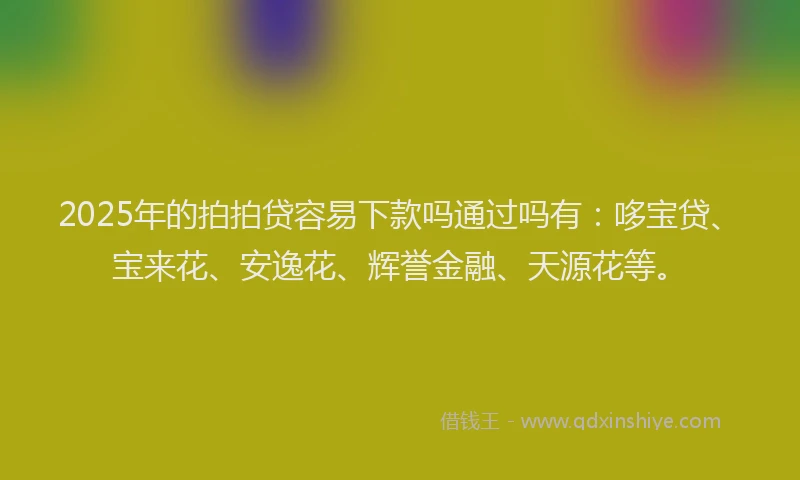 2025年的拍拍贷容易下款吗通过吗有：哆宝贷、宝来花、安逸花、辉誉金融、天源花等。