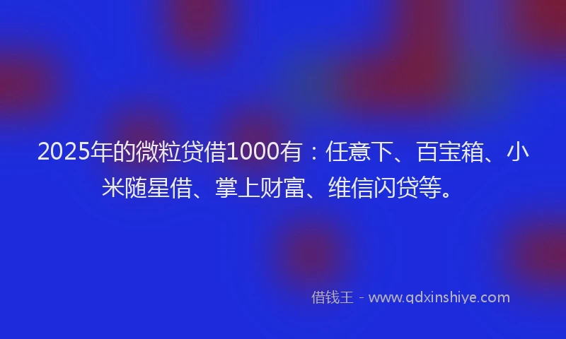 2025年的微粒贷借1000有：任意下、百宝箱、小米随星借、掌上财富、维信闪贷等。