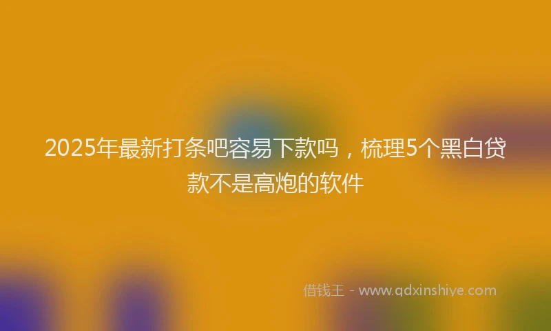 2025年最新打条吧容易下款吗，梳理5个黑白贷款不是高炮的软件