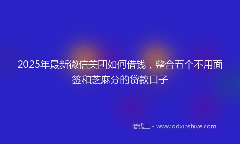 2025年最新微信美团如何借钱，整合五个不用面签和芝麻分的贷款口子