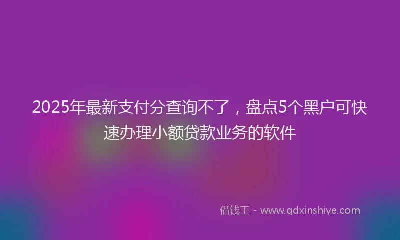 2025年最新支付分查询不了，盘点5个黑户可快速办理小额贷款业务的软件