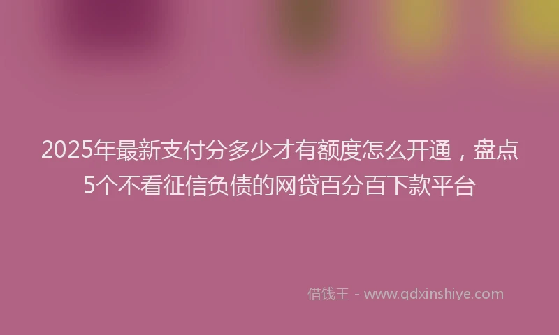 2025年最新支付分多少才有额度怎么开通，盘点5个不看征信负债的网贷百分百下款平台