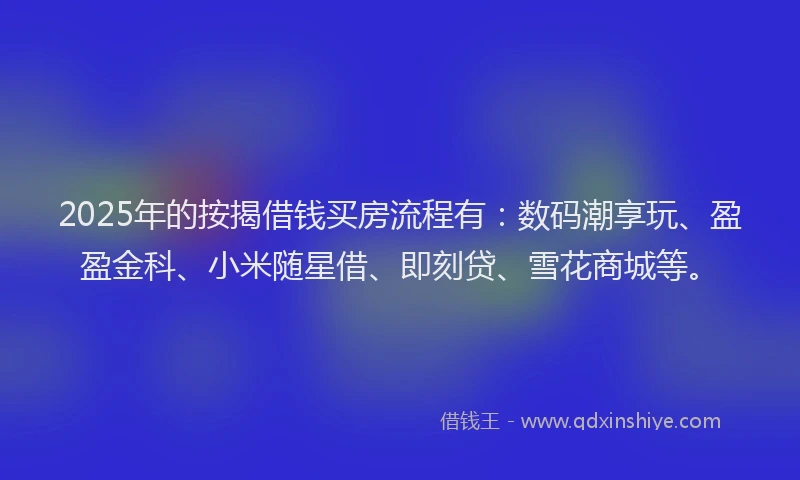 2025年的按揭借钱买房流程有：数码潮享玩、盈盈金科、小米随星借、即刻贷、雪花商城等。