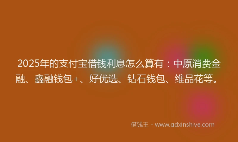 2025年的支付宝借钱利息怎么算有：中原消费金融、鑫融钱包+、好优选、钻石钱包、维品花等。