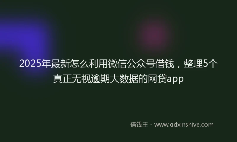 2025年最新怎么利用微信公众号借钱，整理5个真正无视逾期大数据的网贷app