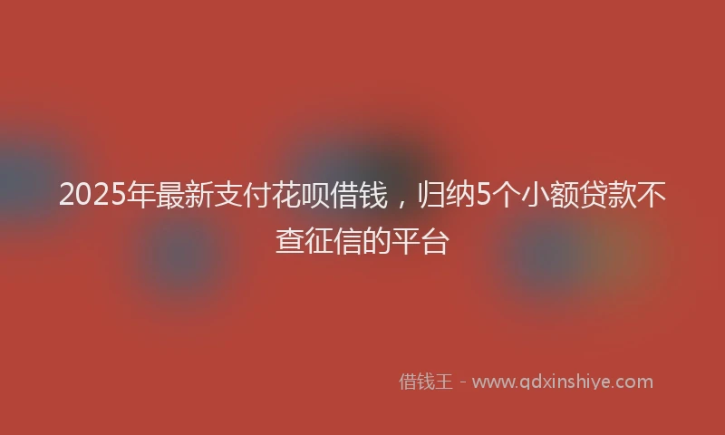 2025年最新支付花呗借钱，归纳5个小额贷款不查征信的平台
