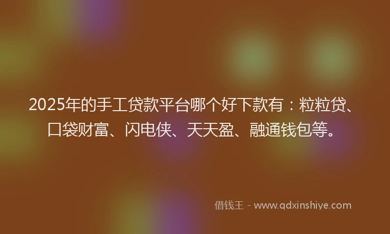 2025年的手工贷款平台哪个好下款有：粒粒贷、口袋财富、闪电侠、天天盈、融通钱包等。