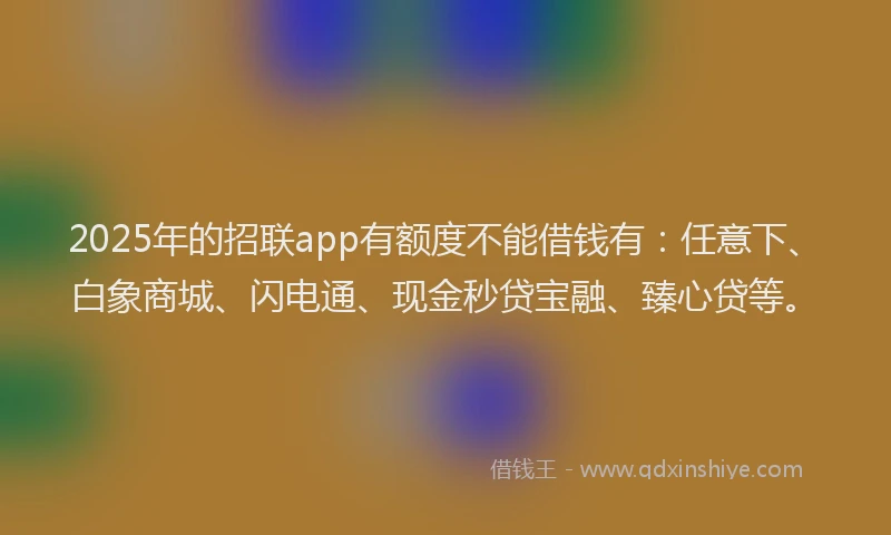 2025年的招联app有额度不能借钱有：任意下、白象商城、闪电通、现金秒贷宝融、臻心贷等。
