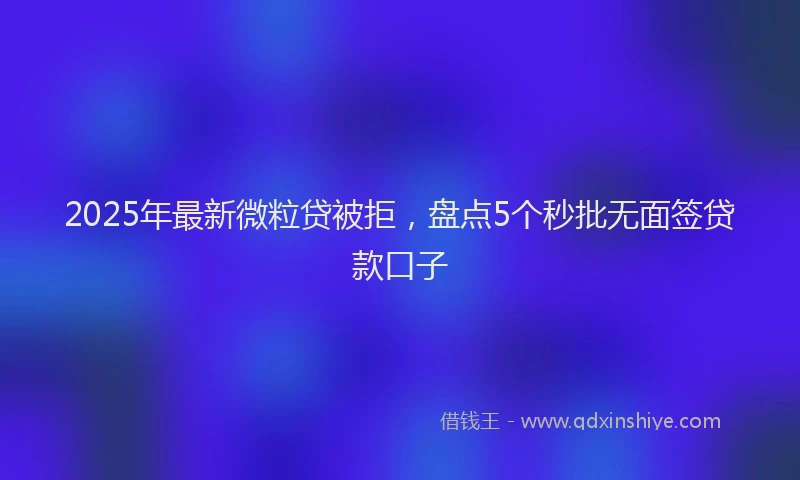 2025年最新微粒贷被拒，盘点5个秒批无面签贷款口子