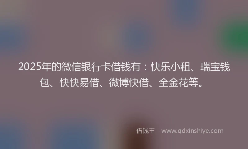 2025年的微信银行卡借钱有：快乐小租、瑞宝钱包、快快易借、微博快借、全金花等。