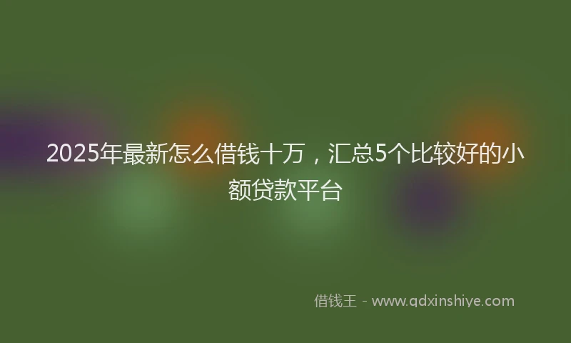 2025年最新怎么借钱十万，汇总5个比较好的小额贷款平台