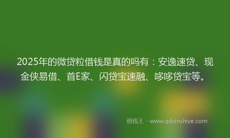 2025年的微贷粒借钱是真的吗有：安逸速贷、现金侠易借、首E家、闪贷宝速融、哆哆贷宝等。