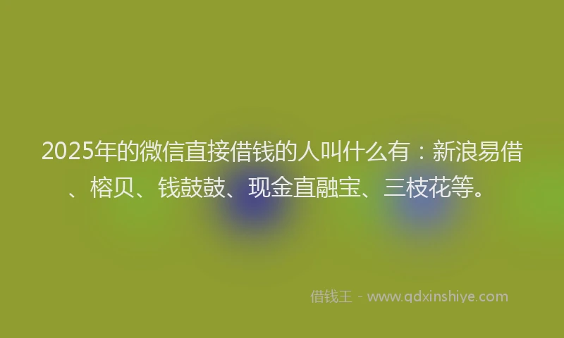 2025年的微信直接借钱的人叫什么有：新浪易借、榕贝、钱鼓鼓、现金直融宝、三枝花等。