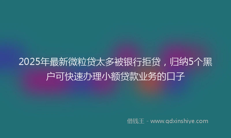 2025年最新微粒贷太多被银行拒贷，归纳5个黑户可快速办理小额贷款业务的口子