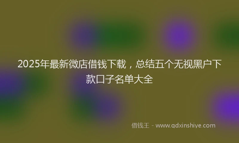 2025年最新微店借钱下载，总结五个无视黑户下款口子名单大全