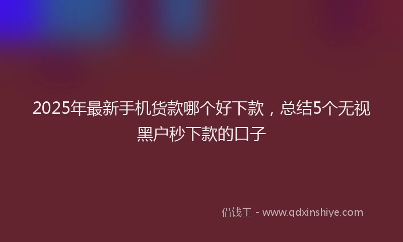 2025年最新手机货款哪个好下款，总结5个无视黑户秒下款的口子