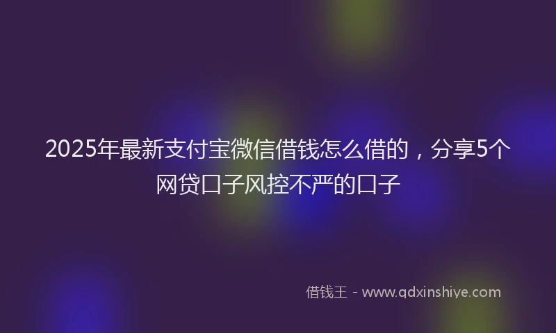 2025年最新支付宝微信借钱怎么借的，分享5个网贷口子风控不严的口子