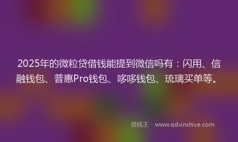 2025年的微粒贷借钱能提到微信吗有：闪用、信融钱包、普惠Pro钱包、哆哆钱包、琉璃买单等。