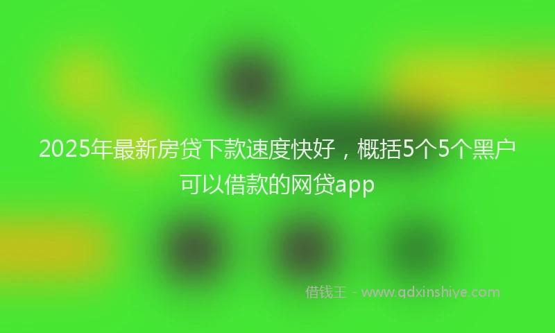2025年最新房贷下款速度快好，概括5个5个黑户可以借款的网贷app