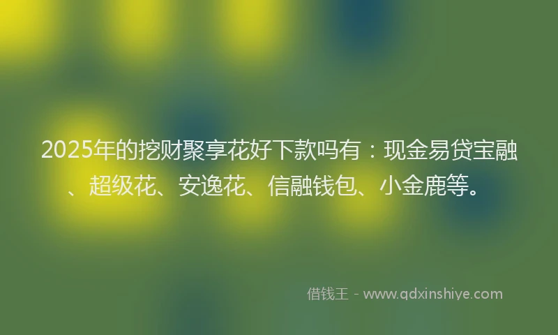 2025年的挖财聚享花好下款吗有：现金易贷宝融、超级花、安逸花、信融钱包、小金鹿等。