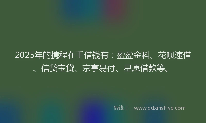 2025年的携程在手借钱有：盈盈金科、花呗速借、信贷宝贷、京享易付、星愿借款等。