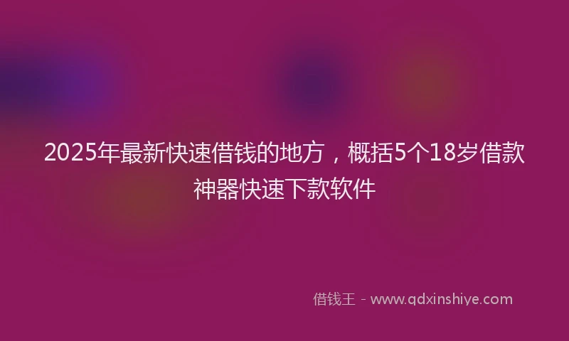 2025年最新快速借钱的地方，概括5个18岁借款神器快速下款软件
