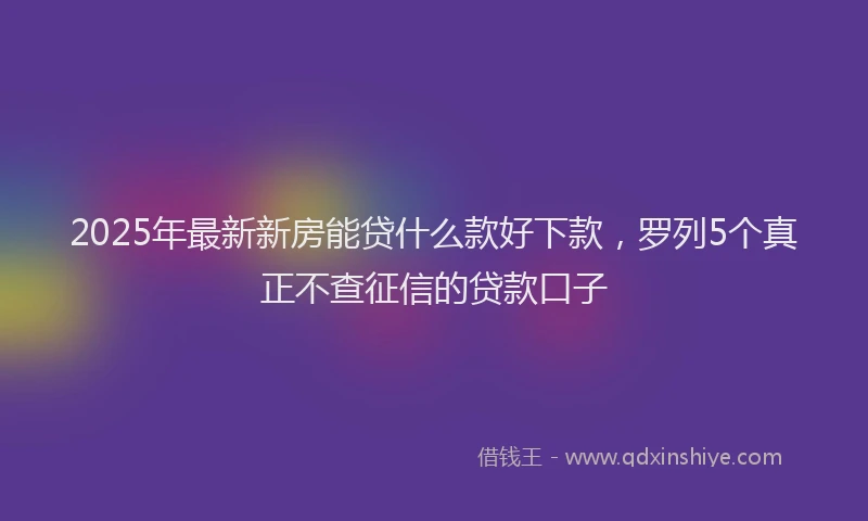 2025年最新新房能贷什么款好下款，罗列5个真正不查征信的贷款口子