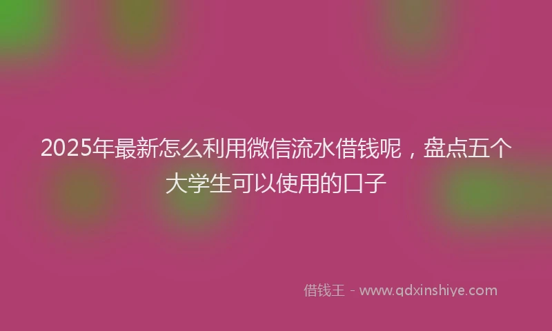 2025年最新怎么利用微信流水借钱呢，盘点五个大学生可以使用的口子