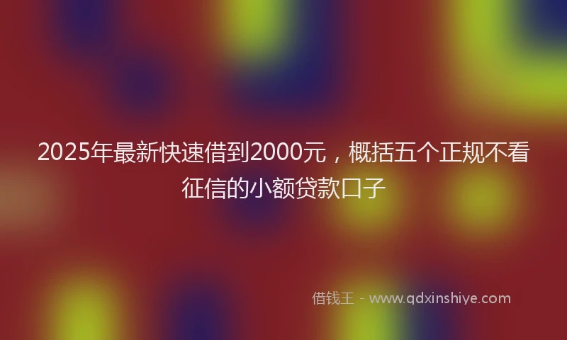 2025年最新快速借到2000元，概括五个正规不看征信的小额贷款口子