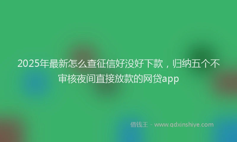 2025年最新怎么查征信好没好下款，归纳五个不审核夜间直接放款的网贷app
