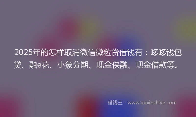 2025年的怎样取消微信微粒贷借钱有：哆哆钱包贷、融e花、小象分期、现金侠融、现金借款等。