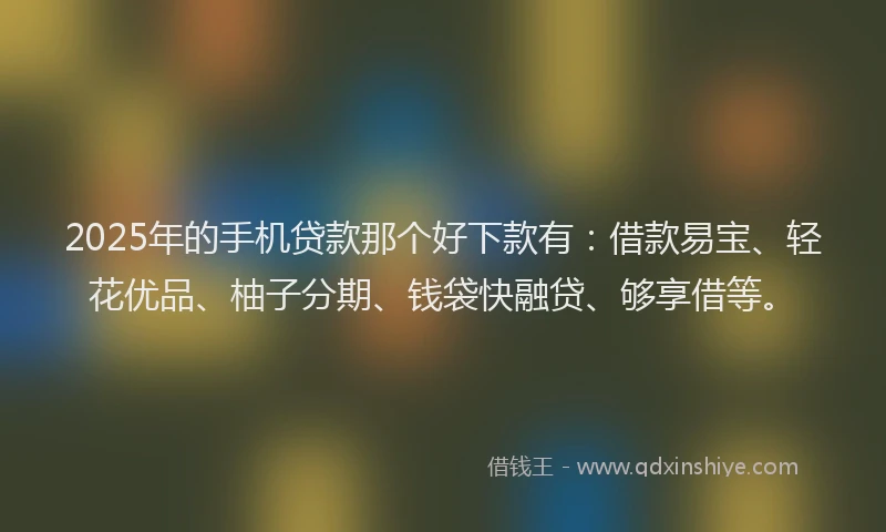 2025年的手机贷款那个好下款有：借款易宝、轻花优品、柚子分期、钱袋快融贷、够享借等。