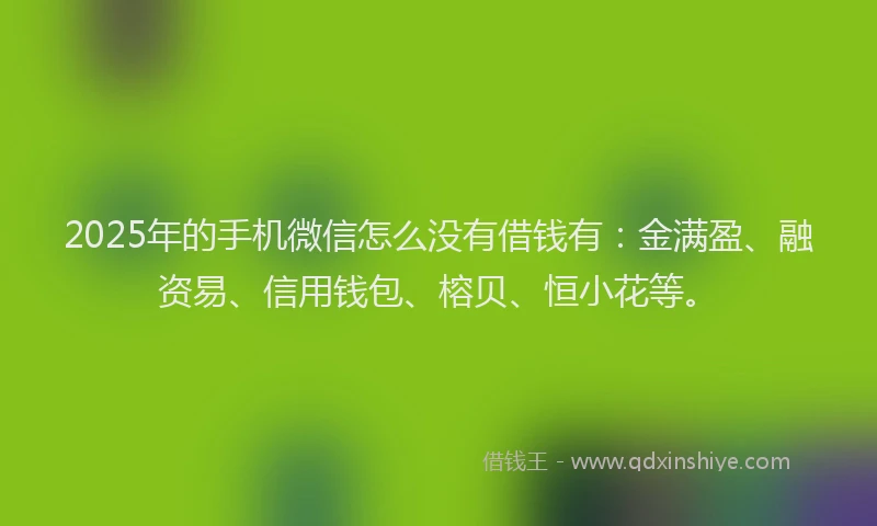 2025年的手机微信怎么没有借钱有：金满盈、融资易、信用钱包、榕贝、恒小花等。
