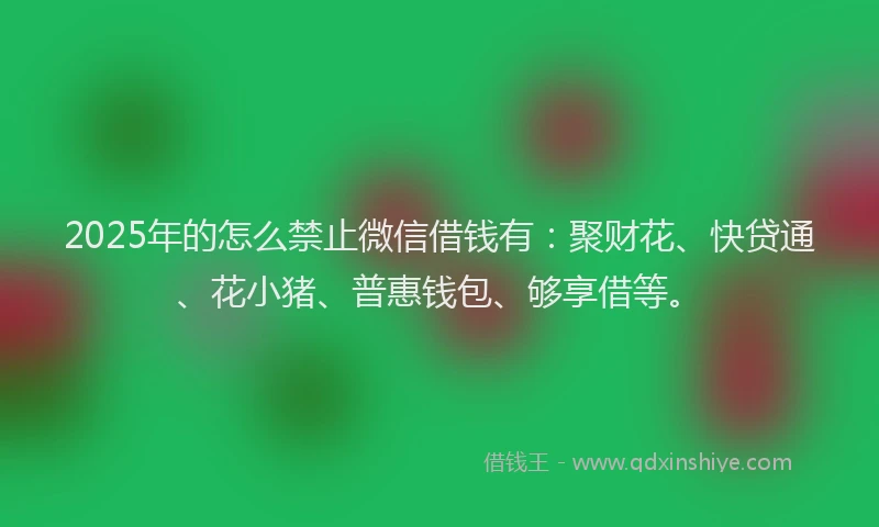 2025年的怎么禁止微信借钱有：聚财花、快贷通、花小猪、普惠钱包、够享借等。